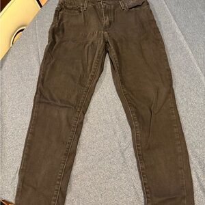Black Straight-Leg Jeans with Solid Fabric
